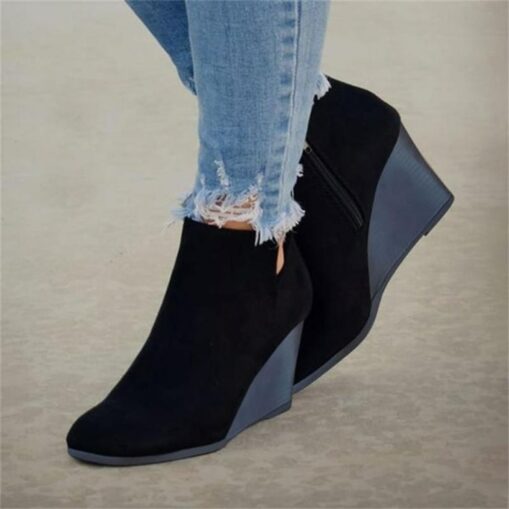 Women's Leopard Print Wedge Ankle Boots - Ideal for Casual Wear, Night Out, and Trendy Autumn Fashion 2025 - Image 3