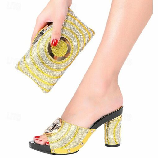 Women's Heels Wedding Shoes Sandals Dress Shoes Glitter Crystal Sequined Jeweled Sparkling Shoes Wedding Party Wedding Sandals Bridal Shoes Bridesmaid - Image 4