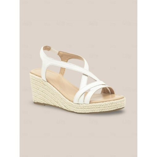 Women's Black Strappy Wedge Sandals with Braided Espadrille Heel - Elegant Summer Footwear 2025 - Image 2