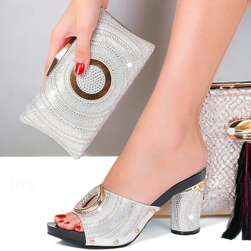 Women's Heels Wedding Shoes Sandals Dress Shoes Glitter Crystal Sequined Jeweled Sparkling Shoes Wedding Party Wedding Sandals Bridal Shoes Bridesmaid