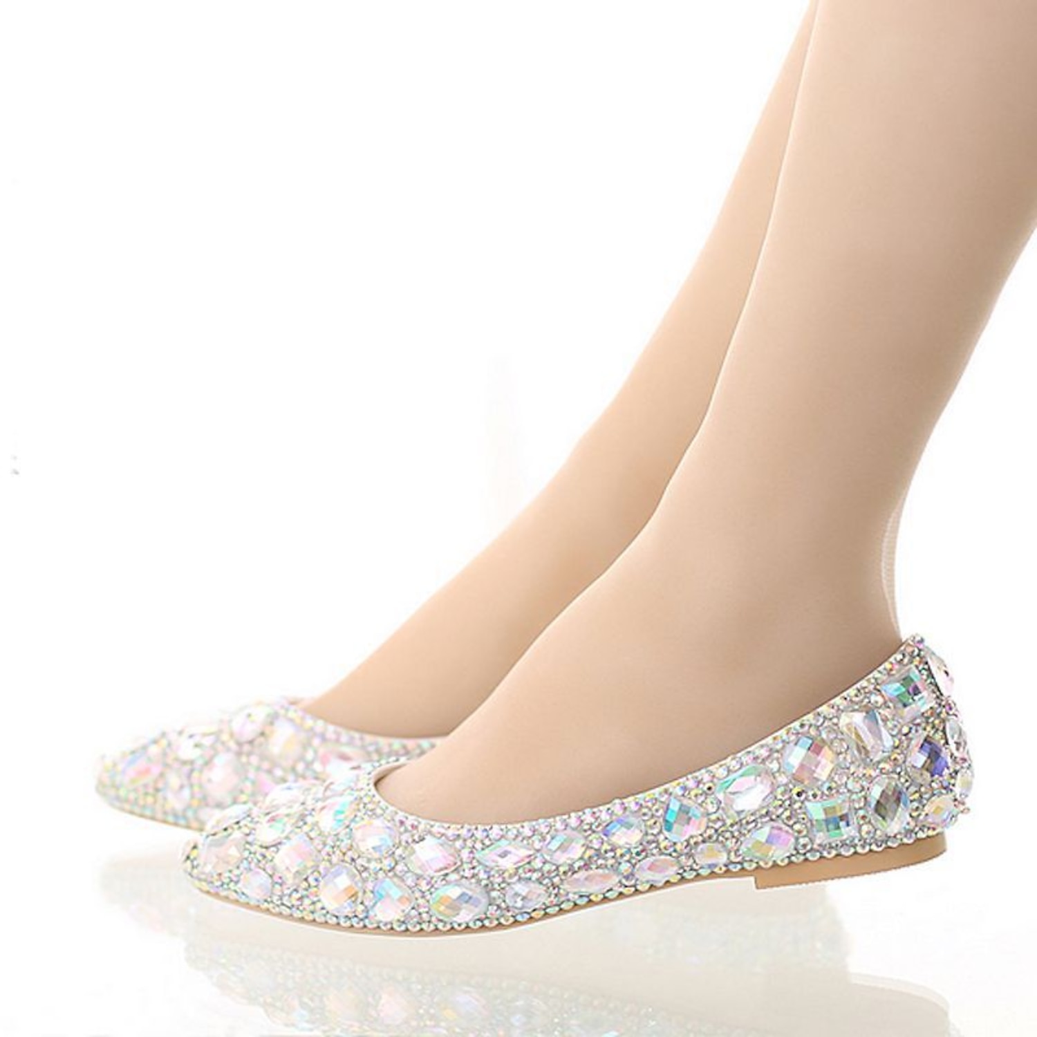 Women's Multi-Color Rhinestone Flat Shoes – Sparkling Pointed-Toe Flats for Weddings, Parties, or Evening Events 2025 - Image 10