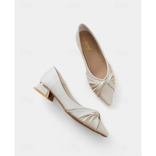Women's Green Low Heel Flats - Elegant Rhinestone Embellished Slip-On Shoes for Formal and Casual Wear 2025 - Image 2
