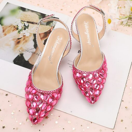 Women's Crystal Rhinestone Pointed-Toe Slingback High Heels - Elegant and Colorful Party, Wedding, and Evening Shoes 2025 - Image 11