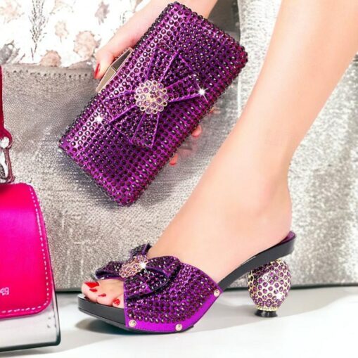 Women's Gold Rhinestone-Embellished Heels with Matching Clutch Bag – Elegant Open-Toe Sandals for Weddings & Special Occasions 2025 - Image 5
