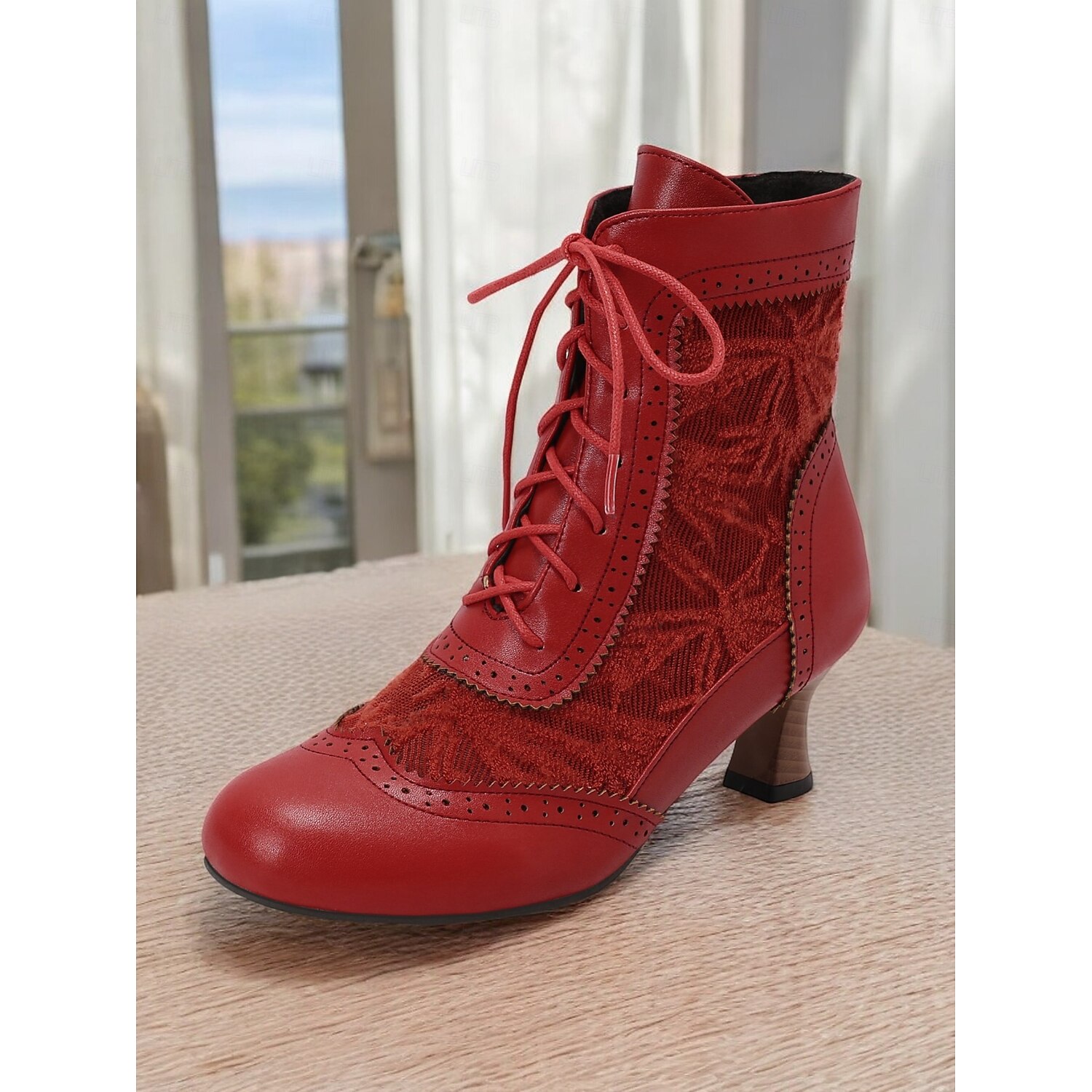 Victorian Style Women's Ankle Boots with Lace Design and Faux Leather Accents – Vintage Lace-Up Footwear for Casual and Costume Occasions 2025 - Image 5