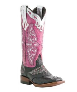 Women's Pink and Black Faux Leather Western Cowboy Boots with Intricate Embroidery - Knee-High Rodeo Boots for Country and Festival Wear 2025