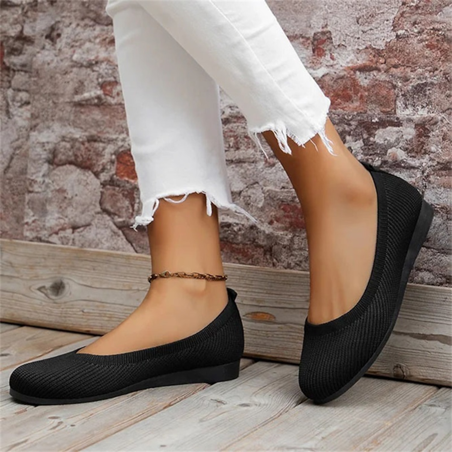 Women's Comfortable Knit Ballet Flats – Breathable Slip-On Round Toe Wedge Shoes for Casual, Office, and Travel Wear 2025 - Image 3