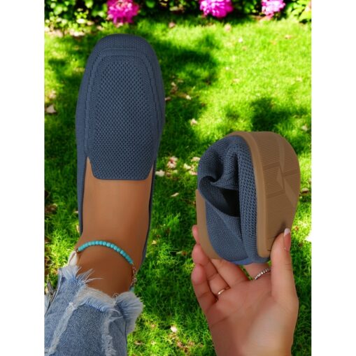 Slip-On Flyknit Shoes with Soft Knit Upper, Casual Style and Foldable Cushioned Sole for Comfortable Summer Wear and Daily Activities 2025 - Image 7