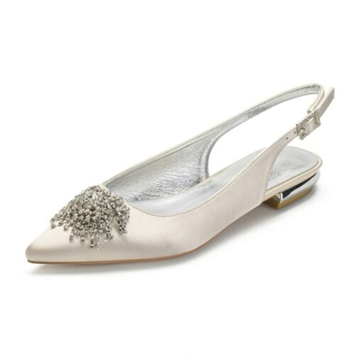 Women's Purple Satin Bridal Slingback Flats with Rhinestone Embellishments – Elegant Wedding Shoes for Brides 2025 - Image 3