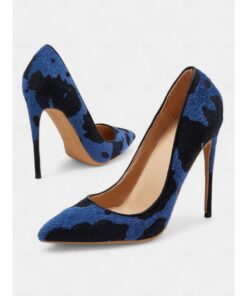 Women's Blue Cow Print Pointed Toe High Heels with Sexy Stiletto Heels | Stylish for Night Out 2025