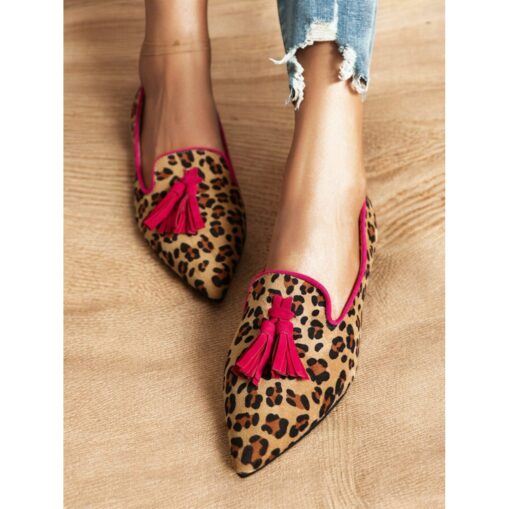 Women's Cow Print Tassel Loafers with Green Trim – Stylish Slip-On Dress Shoes for Casual and Formal Occasions 2025 - Image 4