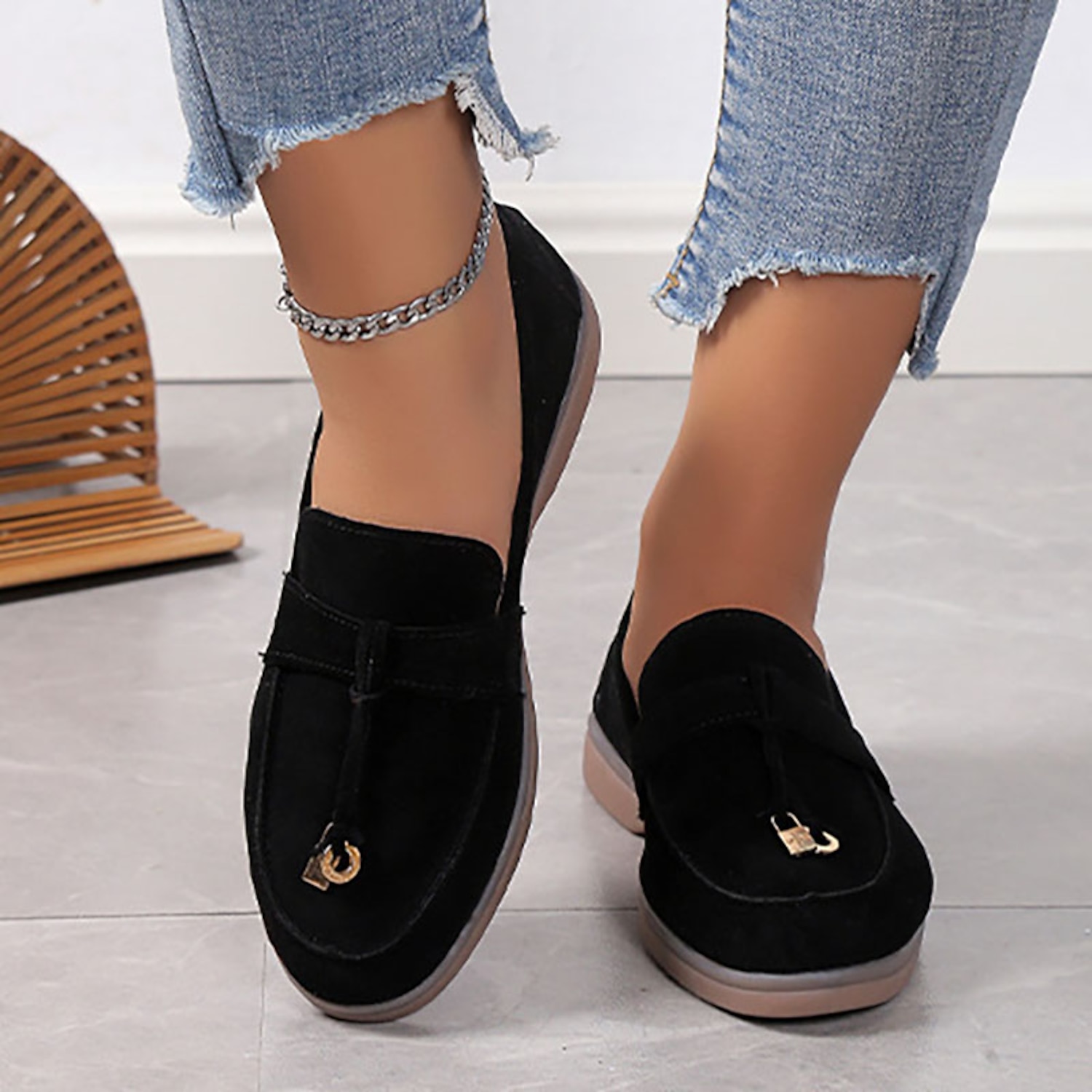 Women's Slip-Ons Loafers Plus Size Comfort Shoes Work Daily Walking Solid Color Summer Flat Heel Round Toe Casual Comfort Minimalism Faux Suede Loafer - Image 2