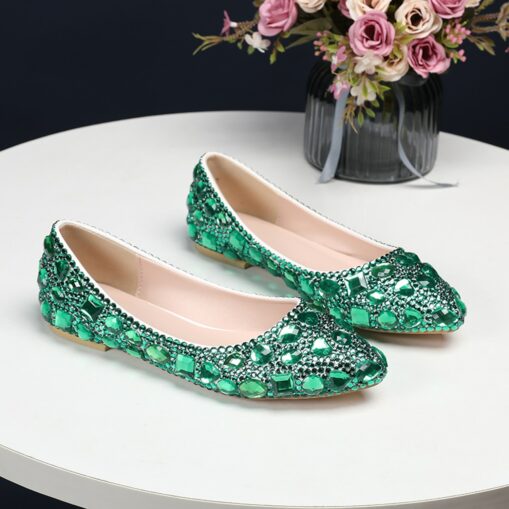 Women's Multi-Color Rhinestone Flat Shoes – Sparkling Pointed-Toe Flats for Weddings, Parties, or Evening Events 2025 - Image 4