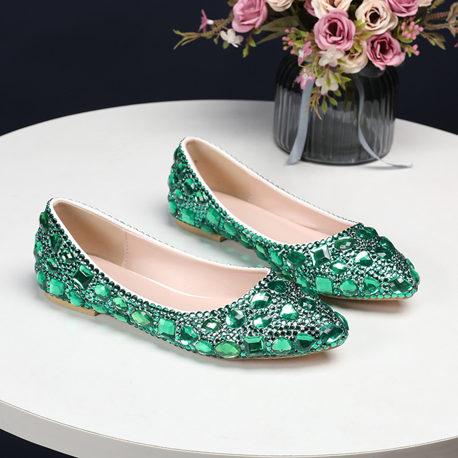 Women's Multi-Color Rhinestone Flat Shoes – Sparkling Pointed-Toe Flats for Weddings, Parties, or Evening Events 2025 - Image 4