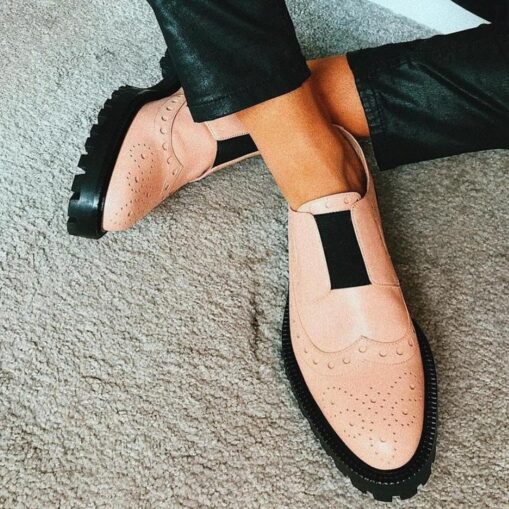 Men's Red Brogue Faux Leather Slip-On Shoes - Vintage Design with Elastic Gussets and Rugged Sole for Formal and Casual Occasions 2025 - Image 2