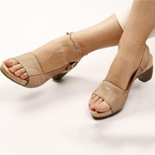 Women's Navy Blue Slingback Wedge Sandals with Open Toe and Buckle Strap - Comfortable Summer Shoes 2025 - Image 5