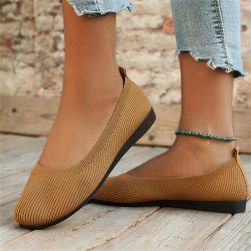 Women's Comfortable Knit Ballet Flats – Breathable Slip-On Round Toe Wedge Shoes for Casual, Office, and Travel Wear 2025 - Image 7