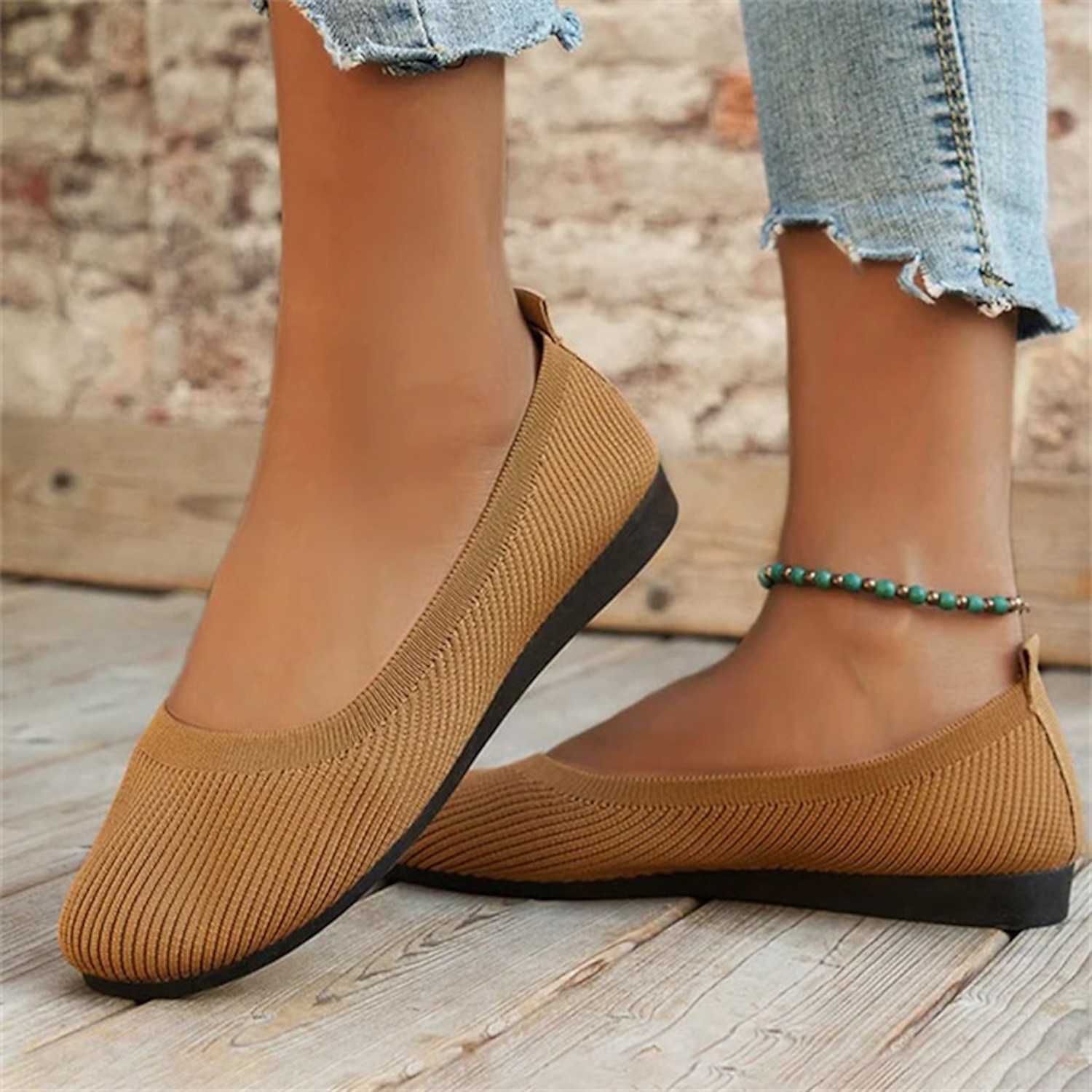 Women's Comfortable Knit Ballet Flats – Breathable Slip-On Round Toe Wedge Shoes for Casual, Office, and Travel Wear 2025 - Image 7