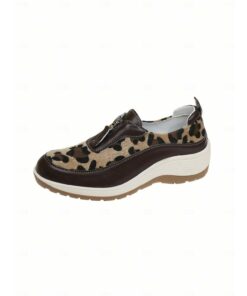 Women's Leopard Print Slip-On Walking Shoes - Comfortable, Lightweight Sneakers with Arch Support for Casual Wear 2025