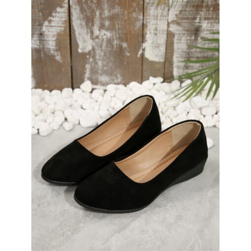 Women's Soft Navy Blue Faux Suede Slip-on Flats with Cushioned Sole | Perfect for Everyday Wear 2025 - Image 3