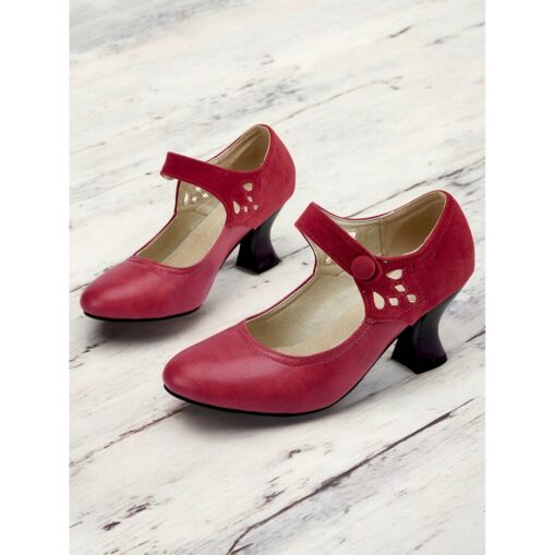 Women's 1930s Vintage Style Mary Jane Pumps with Cutout Design and Mid-Heel, Comfortable Dress Shoes for Office and Formal Events 2025 - Image 4