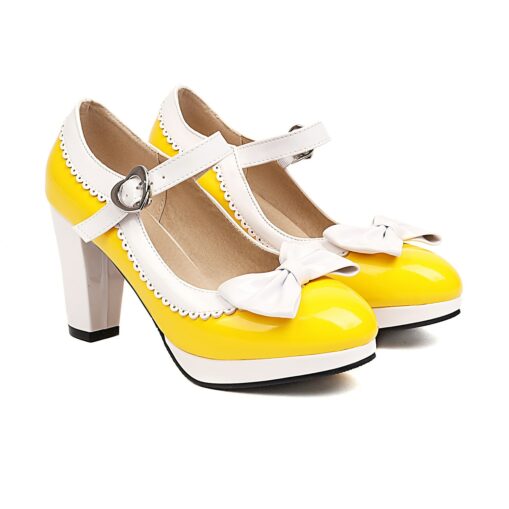 Women's Vintage Lolita Mary Jane Heels with Bow and Heart Buckle – Retro Platform Pumps for Cosplay and Parties 2025 - Image 9