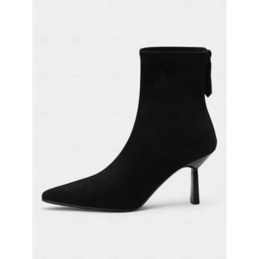 Women's Elegant Pointed-Toe Ankle Boots – Suede Stiletto Heel Booties for Formal and Casual Occasions 2025 - Image 3