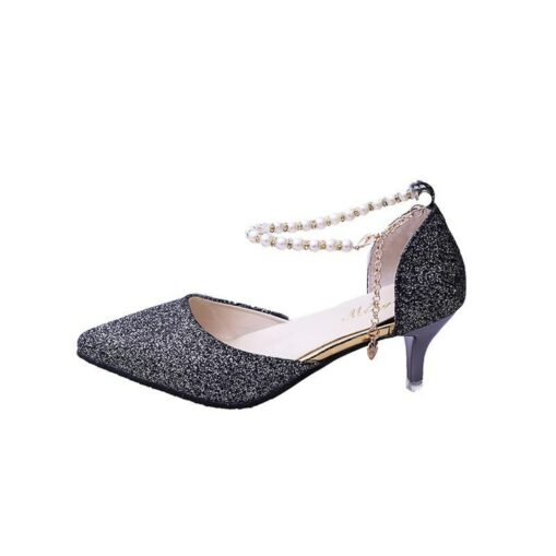 Women's Wedding Shoes Pumps Bling Bling Shoes Pumps Heel Sandals Wedding Party Solid Color Wedding Heels Bridal Shoes Bridesmaid Shoes Rhinestone Sequ - Image 3