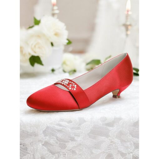Women's Blue Satin Kitten Heels with Rhinestone Embellishment – Elegant Bridal Shoes for Weddings and Formal Occasions 2025 - Image 7
