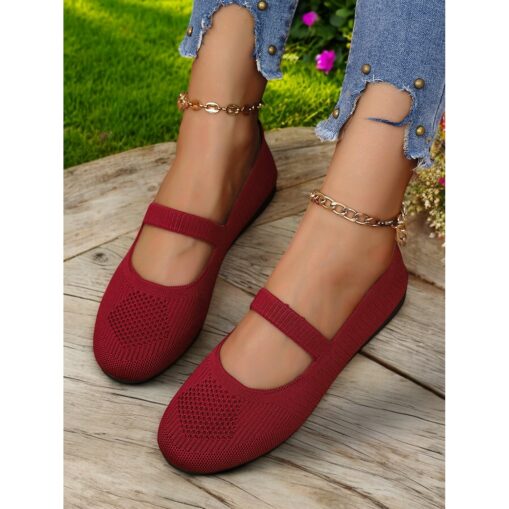 Mary Jane Slip-On Flats for Women – Lightweight, Stretchy Fly-knit and Comfort Fit, Perfect for Daily Wear and Outdoor Activities 2025 - Image 3