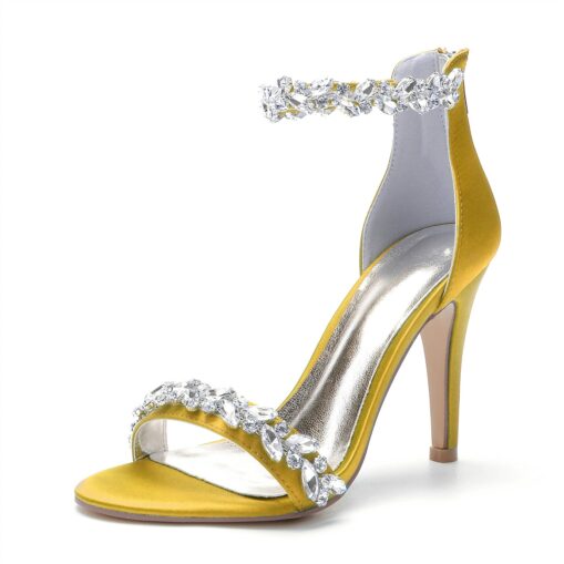 Women's Wedding Shoes Bling Bling Sparkling Shoes Bridal Shoes Crystal Stiletto Pointed Toe Minimalism Satin Zipper Green / Blue Black White 2025 - Image 14