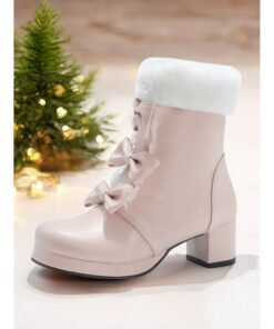 Women's Brown Ankle Boots with Fur Trim and Bow Details - Cozy and Stylish Footwear for Winter and Holiday Events 2025