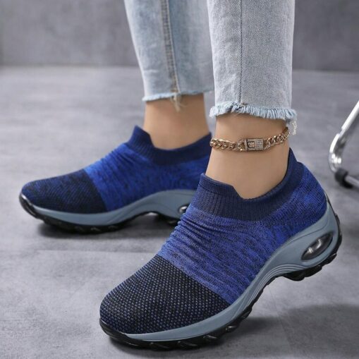Women's Slip-On Air Cushion Walking Shoes - Breathable Knitted Athletic Sneakers for Comfort and Support, Ideal for Daily Use and Fitness Activities 2 - Image 5