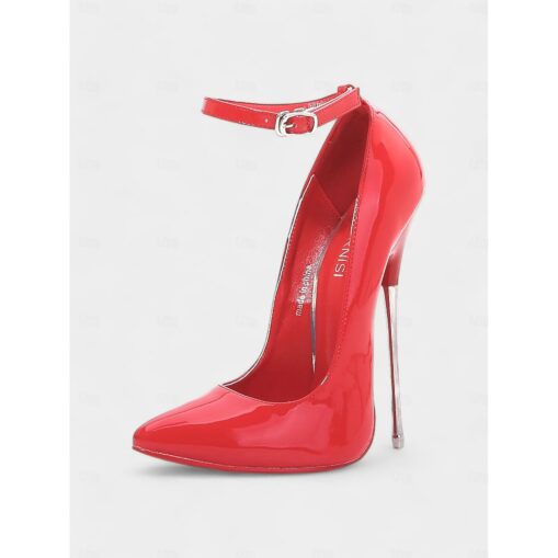 Women's Red Patent Leather Stiletto Heels with Ankle Strap - Sexy and Elegant Perfect for Night Out or Formal Events 2025