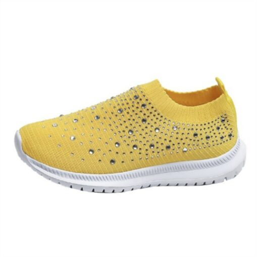 Women's Rainbow Slip-On Sneakers – Colorful Knit Athletic Shoes with Rhinestone Embellishments for Casual Wear and Walking 2025 - Image 9