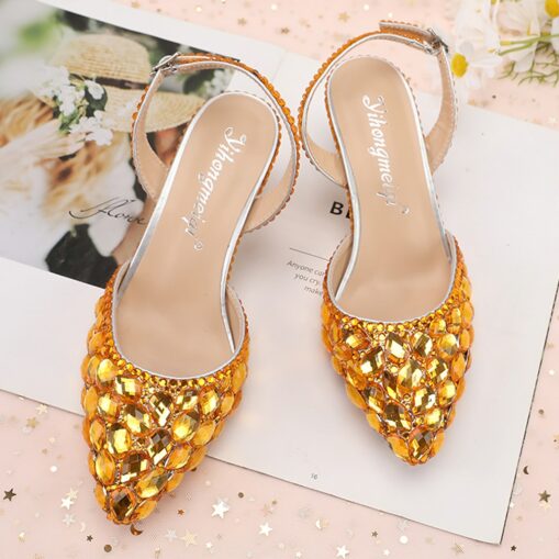 Women's Crystal Rhinestone Pointed-Toe Slingback High Heels - Elegant and Colorful Party, Wedding, and Evening Shoes 2025 - Image 10