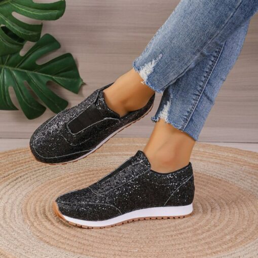 Women's Sneakers Bling Bling Shoes Plus Size Platform Sneakers Outdoor Daily Summer Sparkling Glitter Flat Heel Round Toe Fashion Sporty Casual Walkin - Image 2