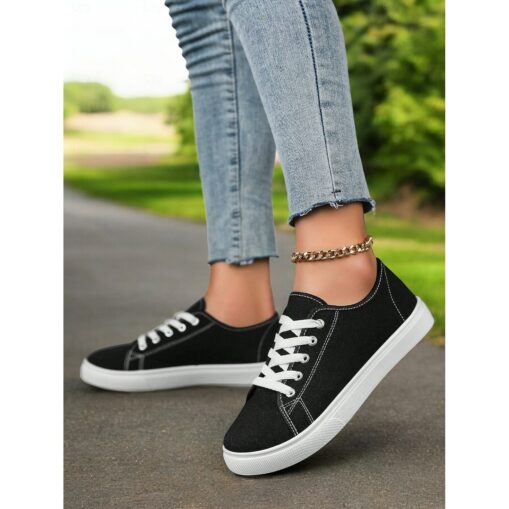 Canvas Lace-Up Sneakers for Women – Classic and Comfortable Sneakers for Everyday Wear, Perfect for Casual Outings and Weekend Adventures 2025 - Image 6
