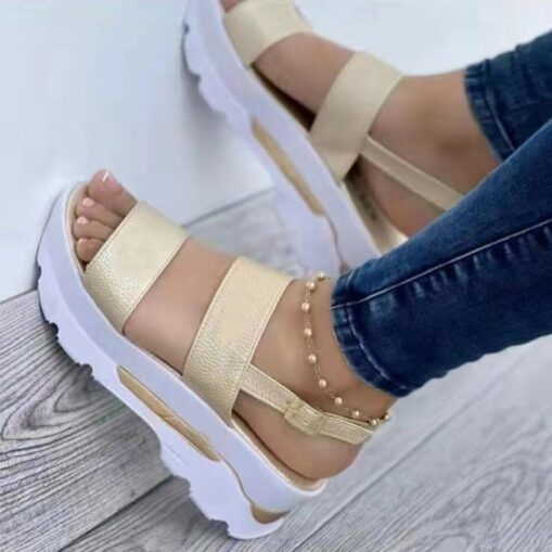 Women's White Platform Sandals with Adjustable Straps - Chunky Sole Open-Toe Summer Shoes 2025 - Image 3