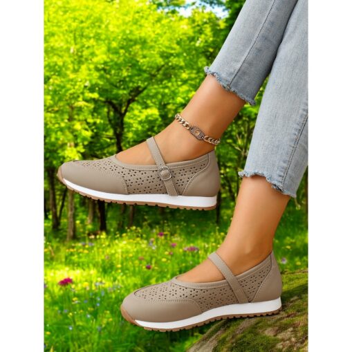 Perforated Sneakers for Women – Stylish Walking Shoes with Strap Design and Comfort Fit, Ideal for Outdoor Activities and Everyday Wear 2025 - Image 3