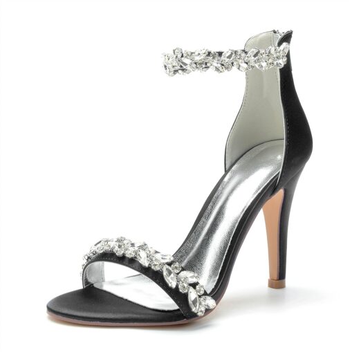 Women's Wedding Shoes Bling Bling Sparkling Shoes Bridal Shoes Crystal Stiletto Pointed Toe Minimalism Satin Zipper Green / Blue Black White 2025 - Image 12