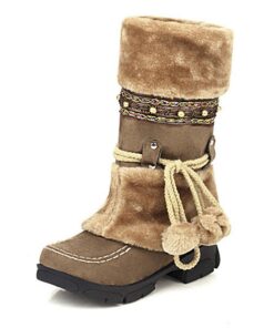 Women's Winter Faux Fur Boots - Warm Snow Boots with Pom Pom and Embellished Design for Casual and Outdoor Wear 2025