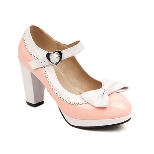 Women's Vintage Lolita Mary Jane Heels with Bow and Heart Buckle – Retro Platform Pumps for Cosplay and Parties 2025 - Image 7