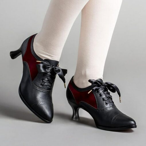 Women's Pumps Sandals Oxfords Brogue Plus Size Vintage Shoes Party Daily Cut-out Kitten Heel Elegant Vintage Fashion Faux Leather Dark Red Black White - Image 4