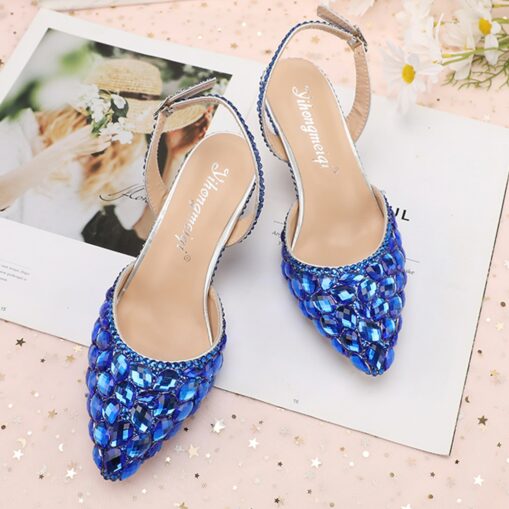 Women's Crystal Rhinestone Pointed-Toe Slingback High Heels - Elegant and Colorful Party, Wedding, and Evening Shoes 2025 - Image 8