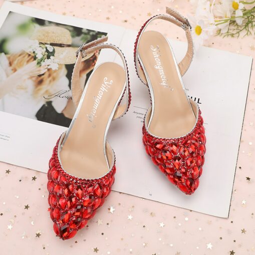 Women's Crystal Rhinestone Pointed-Toe Slingback High Heels - Elegant and Colorful Party, Wedding, and Evening Shoes 2025 - Image 6