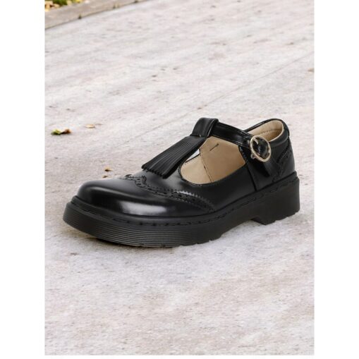 Women's Brown T-Strap Mary Jane Shoes with Brogue Detailing and Chunky Sole - Vintage Style Flats for Casual and Everyday Wear 2025 - Image 2