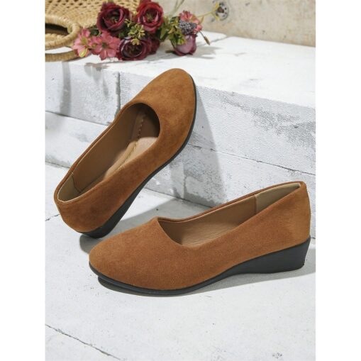Women's Soft Navy Blue Faux Suede Slip-on Flats with Cushioned Sole | Perfect for Everyday Wear 2025 - Image 4