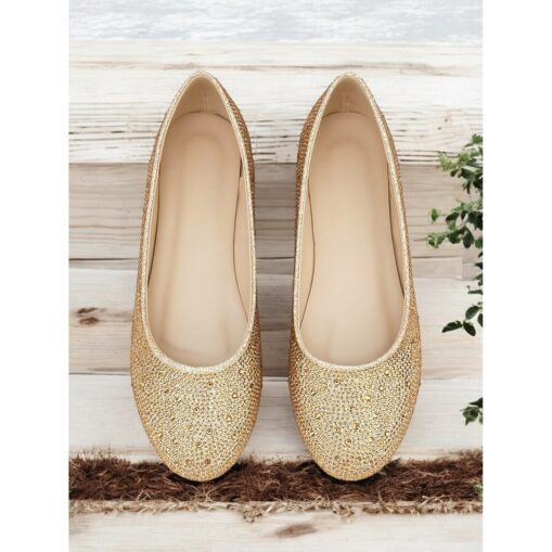 Women's Gold Glitter Ballet Flats with Pointed Toe | Perfect for Wedding, Parties and Special Occasions 2025