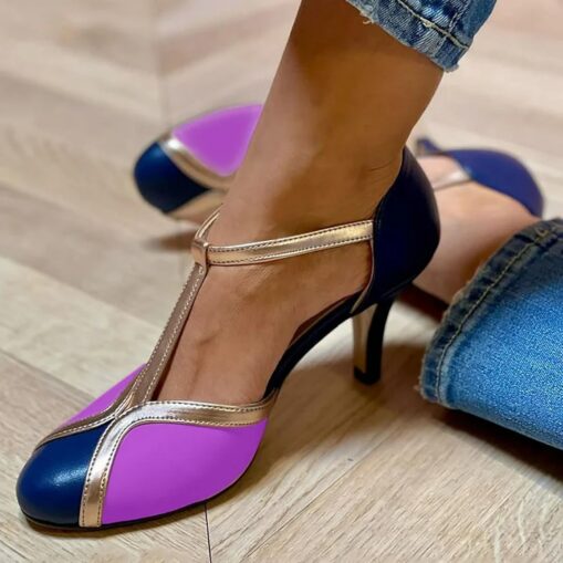 Women's Vintage Green & Gold Suede T-Strap Heels, Retro-Inspired Fashion Shoes for Special Occasions and Everyday Elegance 2025 - Image 3